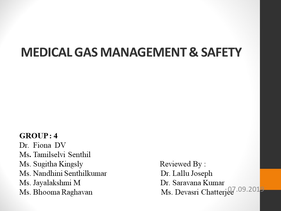Medical Gas Management And Safety